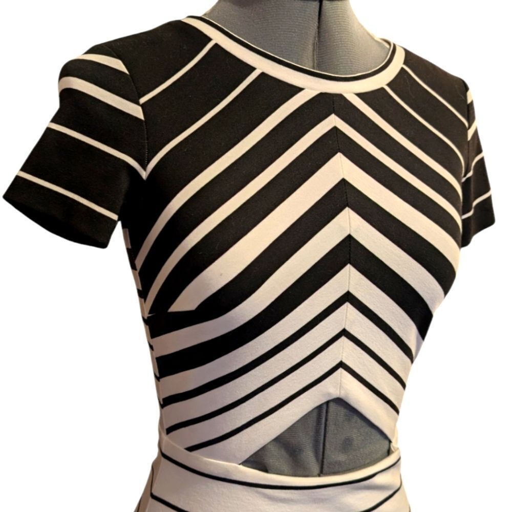 Bec & Bridge black and white striped bodycon cut out dress size 2